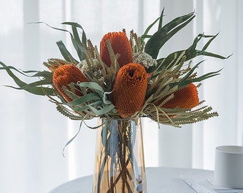 dried banksia stems，natural protea flower，preserved banksia flowers，dried flowers arrangement，vase filling，home decor，wedding flowers