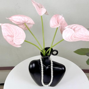26 “realistic pink Anthurium，real touch pink flower,artificial plant for tall vase filler，flower arrange ，home decor，wedding flower decor，