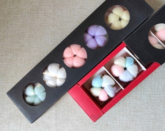 5 pcs cotton head in gift box，High quality cotton head，Cotton Ball Stems，DIY craft supply，mini cotton for wreath Materials，home flower decor