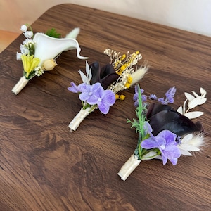 3 type calla lily boutonniere，wedding boutonniere corsage，mini calla lily bouquet，groom and best man boutonniere PROM party boutone，wedding
