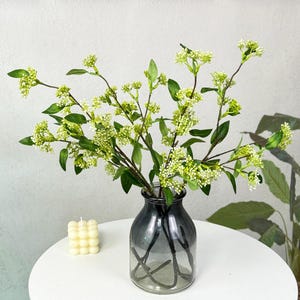 artificial rice flower branches，faux greenery plant，fake plant for vase filling，centerpiece decor，DIY floral decor，home decor，garden decor
