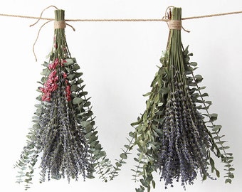dried eucalyptus with lavender bouquet，hanging eucalyptus bouquet，eucalyptus shower，flower arrangement，vase filing，home decoration