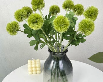 5/10 fake Dandelion ball stem，artificial green ball flower，DIY flower arrangement，vase filling，home decor，wedding floral decor，garden decor