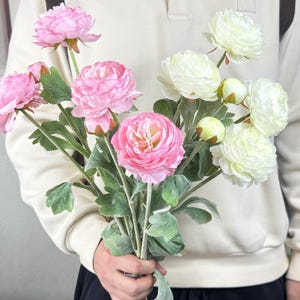 real touch faux Ranunculus ，artificial pink Ranunculus flower，flower arrangement，vase filler，DIY wedding bouquet，home wedding flower deocr