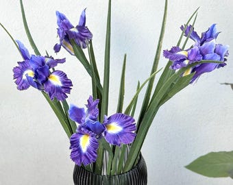 26“realstic faux iris stems，high quality artificial iris flower，centerpiece decor，DIY floral ，fake flower for vase，home decor，garden decor