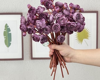 faux purple Ranunculus bunch，realstic Ranunculus flower，real touch flower，DIY floral supply，fake flower，home decor，wedding floral decor