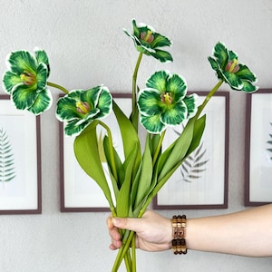 24“artificial green tulip flower，real touch faux tulip，DIY floral supply，fake flower for vase filling，home decor，wedding flower decor