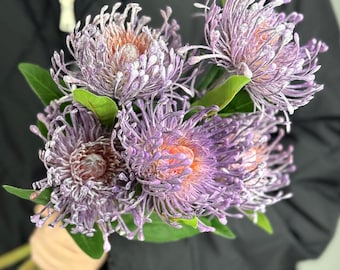 Tallos de Leucospermum artificiales, flor de protea artificial, arreglo floral DIY, decoración del hogar, decoración de centro de mesa