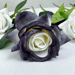 black/white rose flower,real touch rose flower ,artificial flower，vase filling，DIY flower supply，flower arrangement，wedding home decor