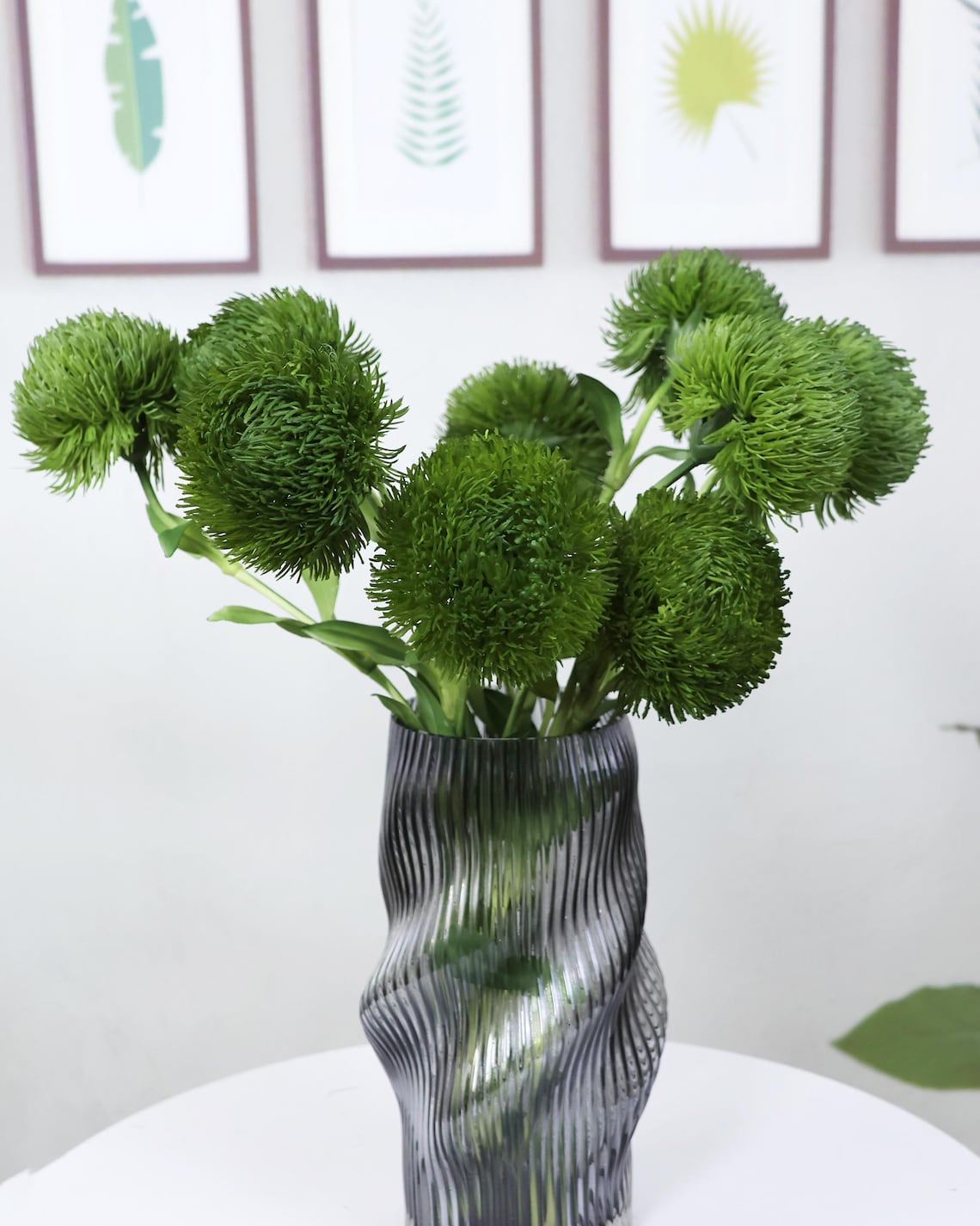 2/5 Faux Green Dianthus Stem,artificial Green Ball Flower,vase Filling ...