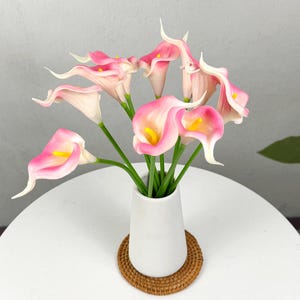 pink/white faux lily stems  real touch PU calla lily flower，DIY flower supply，flower arrangement，centerpiece，home decor，wedding flower decor