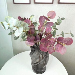 red/green faux eucalyptus stems,artificial eucalyptus for vase filling ,real touch eucalyptus,home/weeding decor, DIY floral