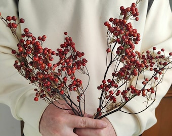 red samll flower bunch，dried red fruits bundle，dried flower arrangement supplies，home decoration，diy craft supplies，wedding flower decor