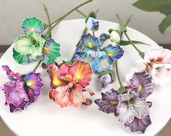 realstic PU Iris flower ,6 color Oil painting Iris, artificial Iris，real touch flower， flower arrangement，vase filling，home wedding decor