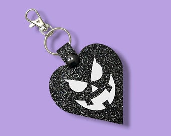 Halloween Pumpkin Heart Goth Keychain