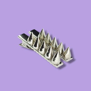 Silver Spike Hair Clip Set, Goth Hair Clips, Gifts for Alternative Girl, Grunge, Punk, Emo, Gothic Style Hair Clips