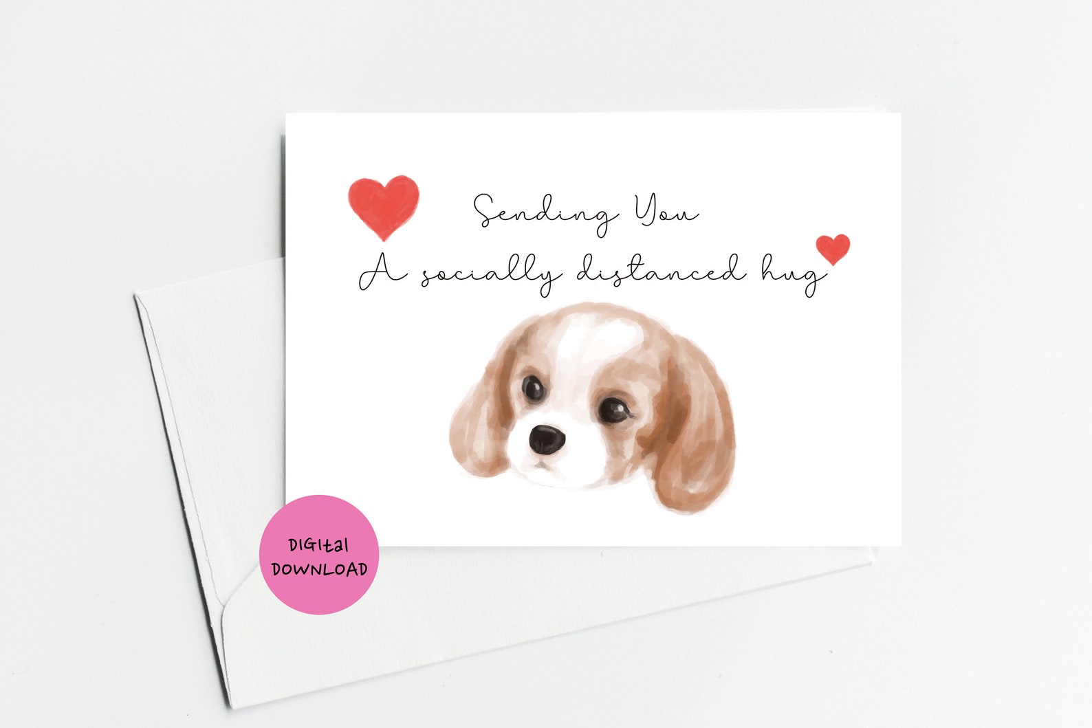 Sending Hugs Card/cute Dog Card/sending Love Card/social Etsy