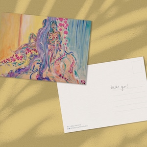 DREAMSCAPE – Postkarte (Kunstdruck, weibliche Figur Zeichnung, bunt, Acryl, Briefpapier)