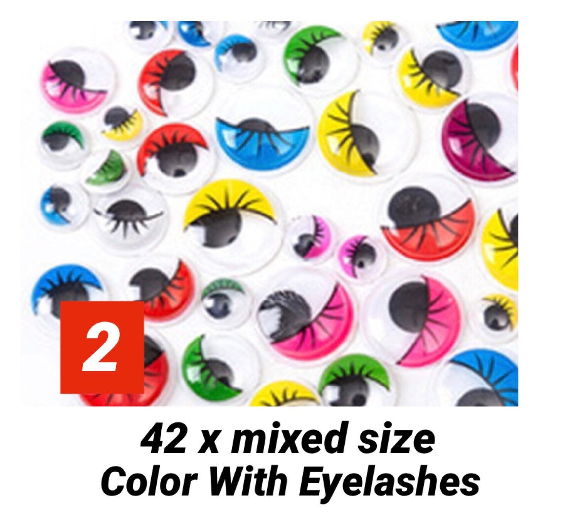 Googly Eyes Eyelashes Mixed Sizes Wiggly Eyes Flatback Etsy