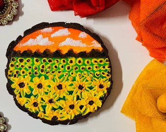Sunflower Sunset | Wood slice | Coasters