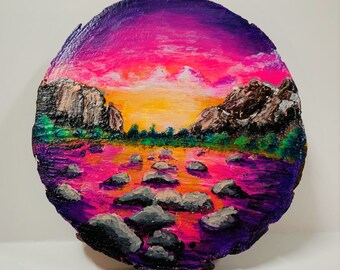 View in Yosemite | Handpainted | Wood Slice