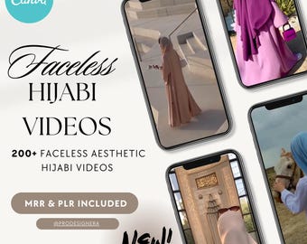 Oltre 200 video stock di estetica senza volto Hijabi per marketing musulmano senza volto Prodotti PLR islamici Bundle di bobine digitali PLR MRR Contenuto musulmano