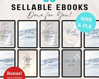 Ebooks bündeln persönliche Entwicklung Gesundheit und Wellness psychische Gesundheit Planer Tracker Mrr Plr Canva Vorlagen Wiederverkauf digitalen Inhalt Paket