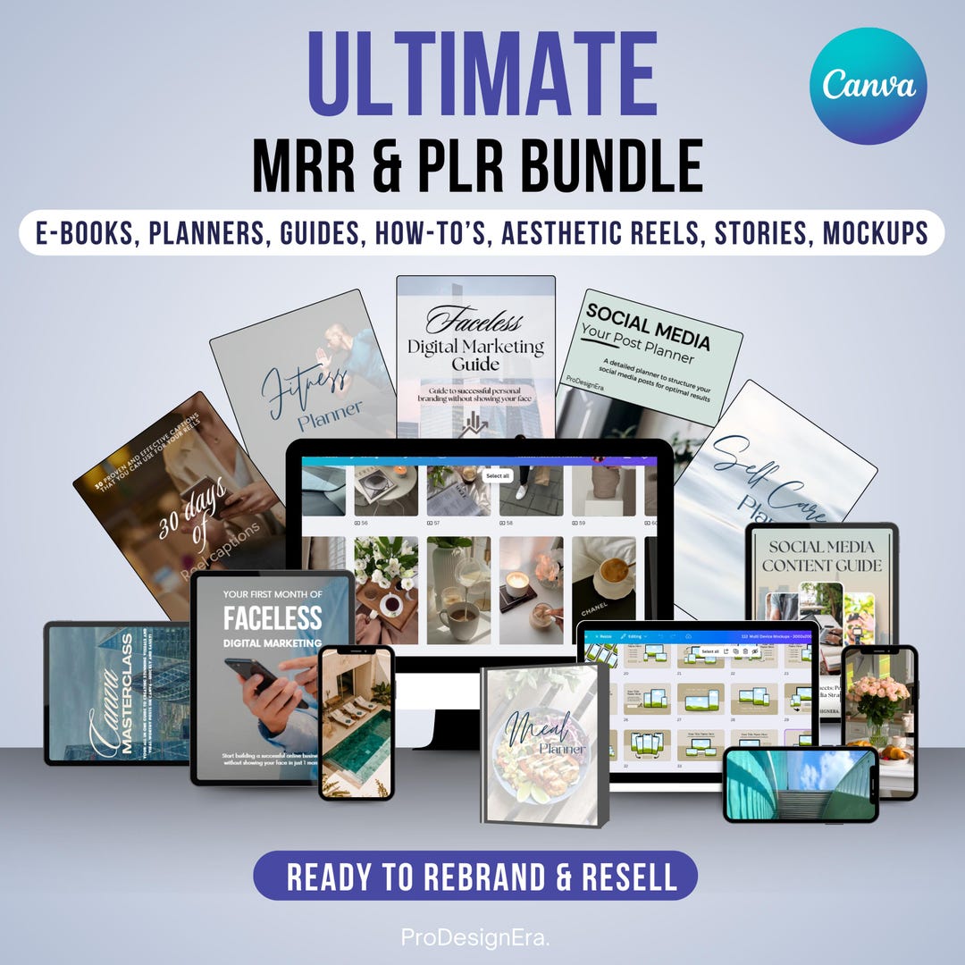 Ultimate PLR MRR Bundle Digital Product Templates Canva Editable Ebooks ...