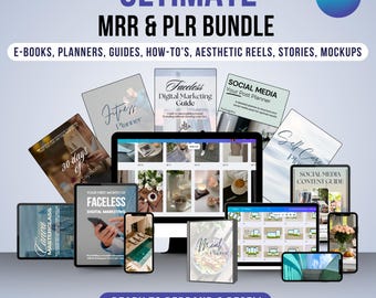 Ultimative PLR MRR bündeln digitale Produktvorlagen canva bearbeitbare ebooks Planer Anleitungen tiktok Walzen Instagram Geschichten etsy Mockups