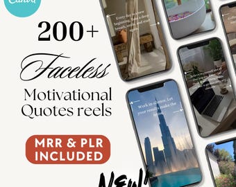 200+ Motivational Reels gesichtslos Instagram Content Bundle Canva Vorlagen mrr.plr digitaler Download Social-Media-Inhalt