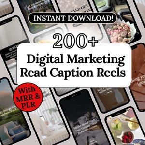 200 Digital Marketing Reels: Faceless Instagram Content, MRR PLR Canva Templates