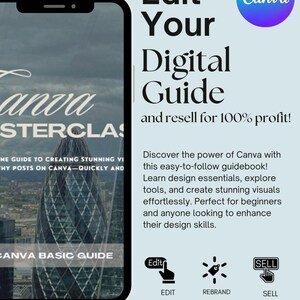 Pu&ograve; includere: Una guida digitale su come utilizzare Canva per creare immagini straordinarie. La guida include istruzioni su come modificare, ribrandizzare e vendere i tuoi progetti. La guida &egrave; disponibile per la rivendita con diritti di rivendita principali (MRR) e diritti di etichetta privata (PLL).