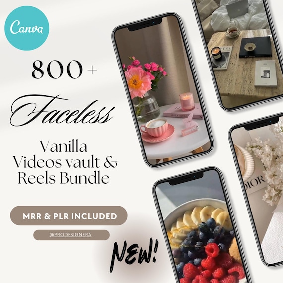 Faceless Reels Bundle Vanilla Aesthetic Reels DFY Video Content Video Content for Instagram Reels Canva Templates PLR MRR Online income