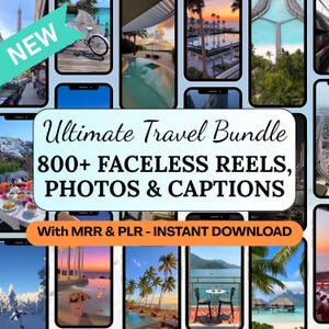 Ultimate luxury travel reels bundle faceless vacation content digital marketing reels mrr plr canva templates social media content pack idea