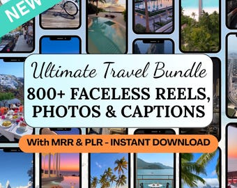 Ultimative Luxus-Reise-Rollen bündeln gesichtslosen Urlaubs Inhalt digitale Marketing-Rollen mrr plr canva Vorlagen Social-Media-Content Pack