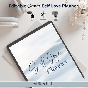 Bewerkbare zelfliefdeplanner a4 canva wellnessdagboek plr mrr digitale download sjabloon voor zelfzorg dagelijkse tracker persoonlijke groei
