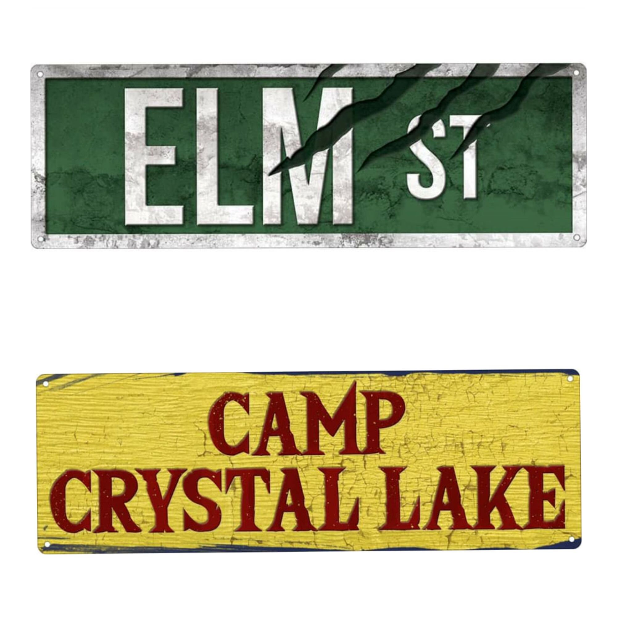 Horror Movie  Tin Signs -  Elm Street, Friday the 13th Camp Cystal lake, Creepy, goth, horror, Halloween - Goth Homeware - Wall Decor