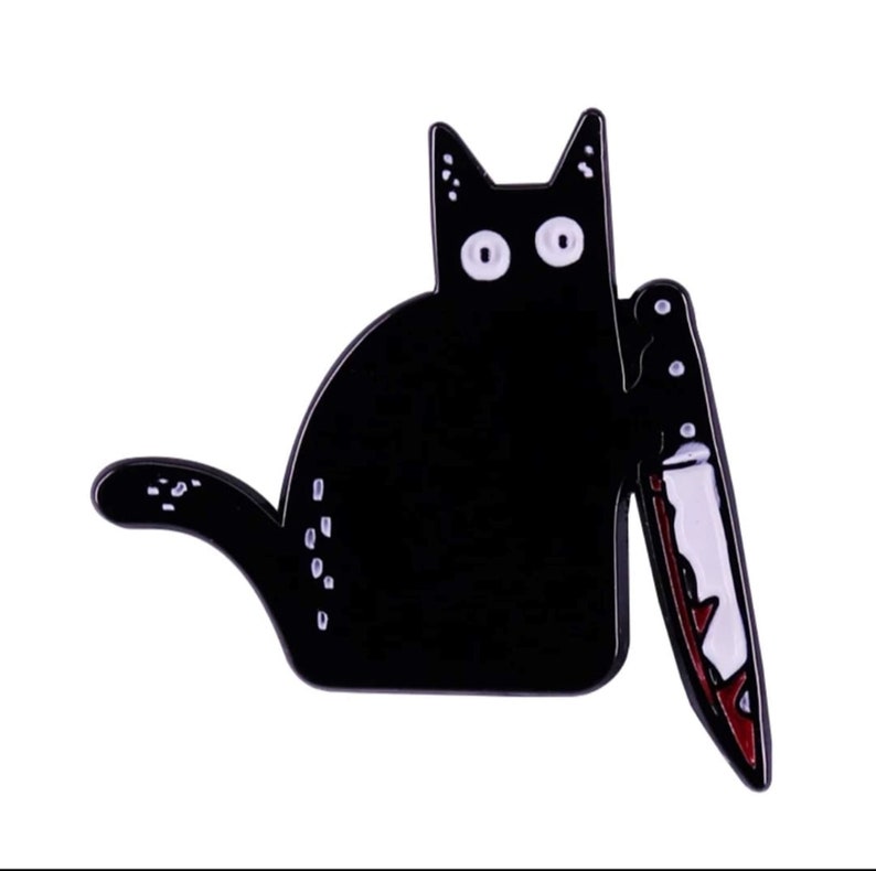 Stabby Cat Enamel Pins Creepy Gothic Horror Cat Kitty Etsy