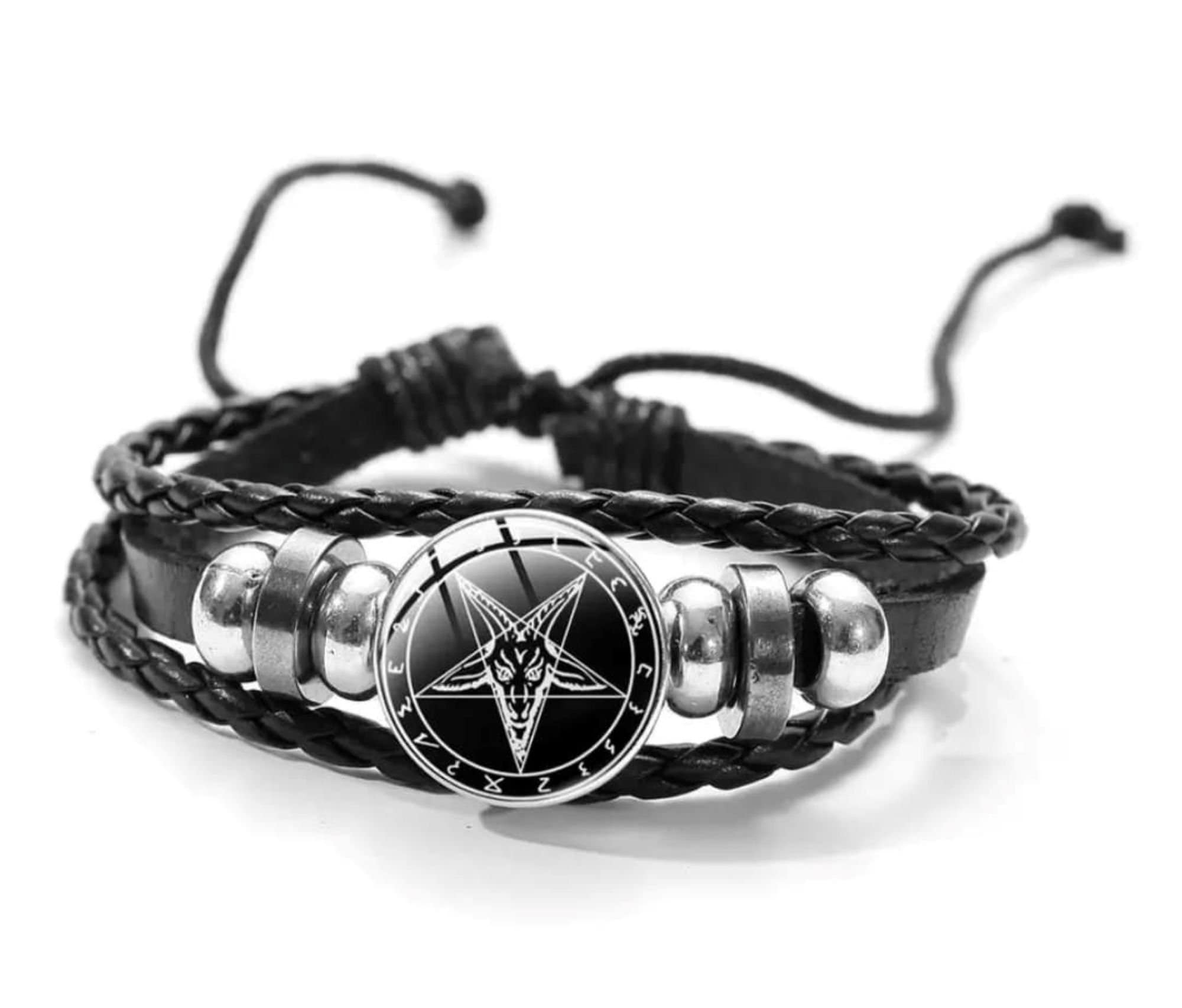 XUANPAI Handmade Einstellbare Satanic Baphomet Leviathan Kreuz Geflochtene Armreif Seil Armband für Männer Frauen 