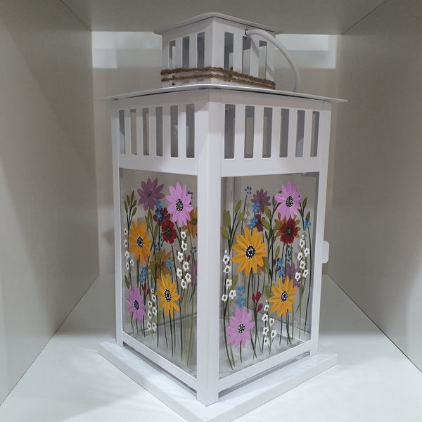 Beautiful hand painted wildflower lantern