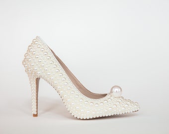 Aurora100 I HandmadePearlHighHeelPumps I PearlBridalShoes I BridalShoes I BridesmaidShoes I Brautschuhe I WomenHighHeels I WomenShoes