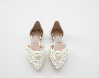 EvaFlatI PearlBridalShoes I WeddingShoes I BridesmaidShoesI Brautschuhe I ZapatasdeBoda I BridalDanceShoes I PearlFlatShoes I BridalShoes