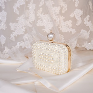 Hochzeits-Clutch I Perlen-Clutch I Braut Luxus Hochzeit Event Abend-Perlen-Clutch I Geldbörse Tasche I Schultertasche I Crossbody-Tasche I Clutch. Bild 5