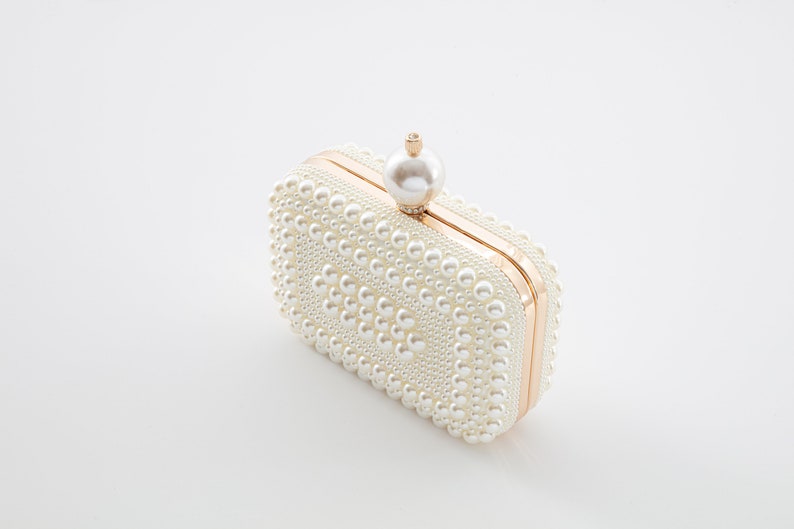 Hochzeits-Clutch I Perlen-Clutch I Braut Luxus Hochzeit Event Abend-Perlen-Clutch I Geldbörse Tasche I Schultertasche I Crossbody-Tasche I Clutch. Bild 2