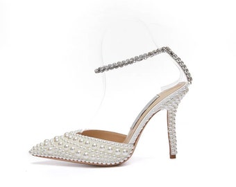 Jane100 I Pearl Wedding Pumps I PearlHeels I BridalShoes I WeddingBridalShoes I BridesmaidSandals I HandmadeBridalHighHeels I Brautschuhe
