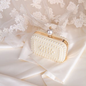 Hochzeits-Clutch I Perlen-Clutch I Braut Luxus Hochzeit Event Abend-Perlen-Clutch I Geldbörse Tasche I Schultertasche I Crossbody-Tasche I Clutch. Bild 6