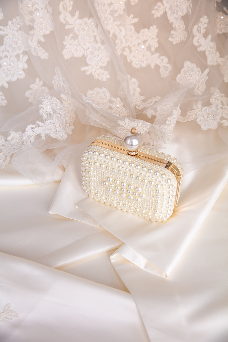 Hochzeits-Clutch I Perlen-Clutch I Braut Luxus Hochzeit Event Abend-Perlen-Clutch I Geldbörse Tasche I Schultertasche I Crossbody-Tasche I Clutch. Bild 6