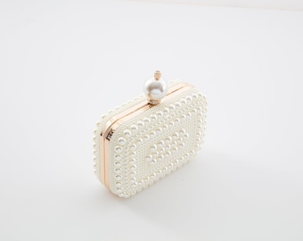 Bruilofts clutch I Parel clutch I Bruidsluxe bruiloft evenement Avond Parel clutch I Handtas I Schoudertas I Crossbody tas I Clutch.