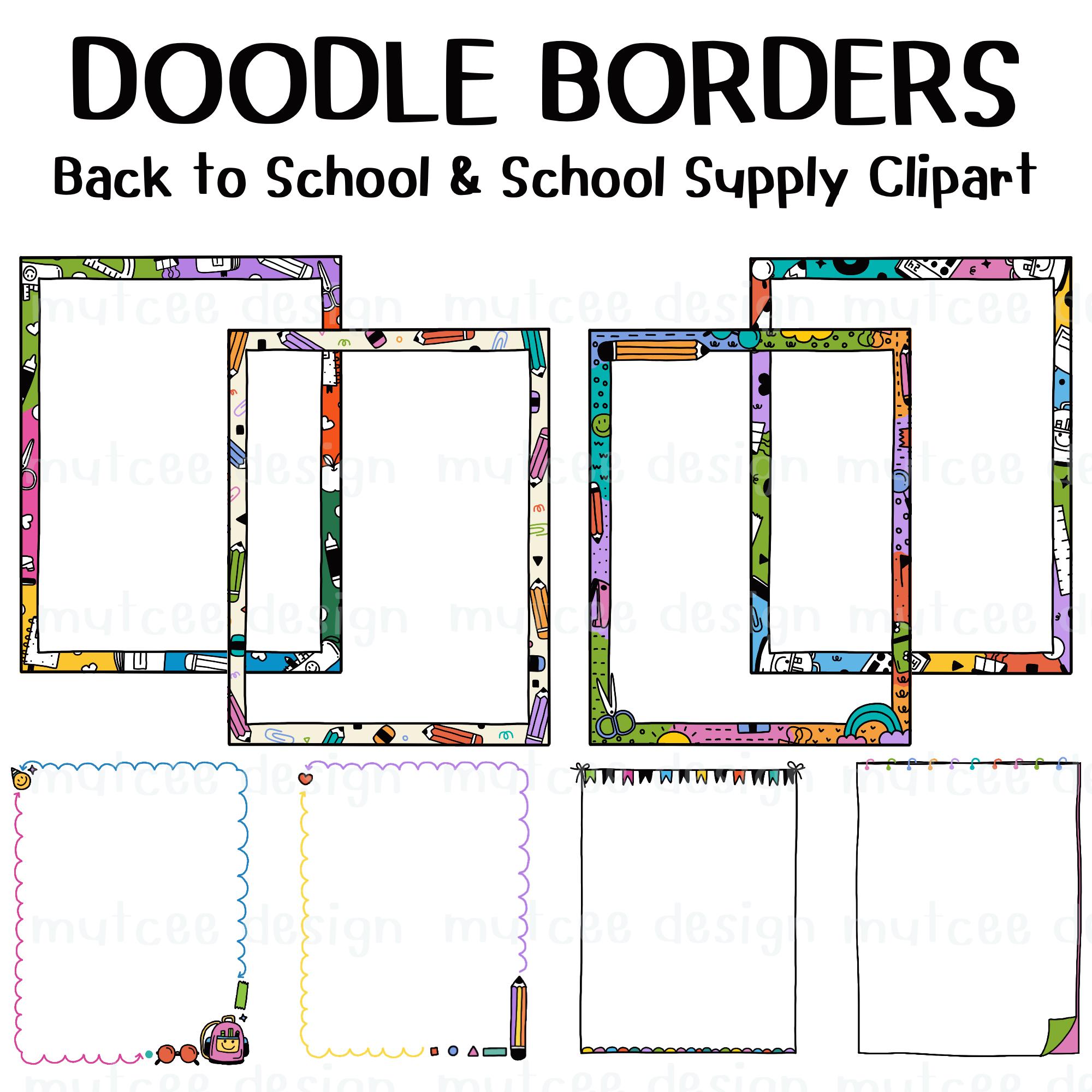 Back to School Borders: Hand-drawn PNG Frames (digital Download