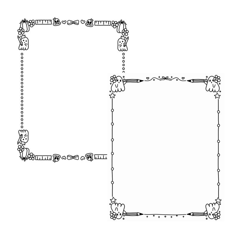Back to School & Ghost | Cute Frames | Doodle Frames | Doodle Borders ...
